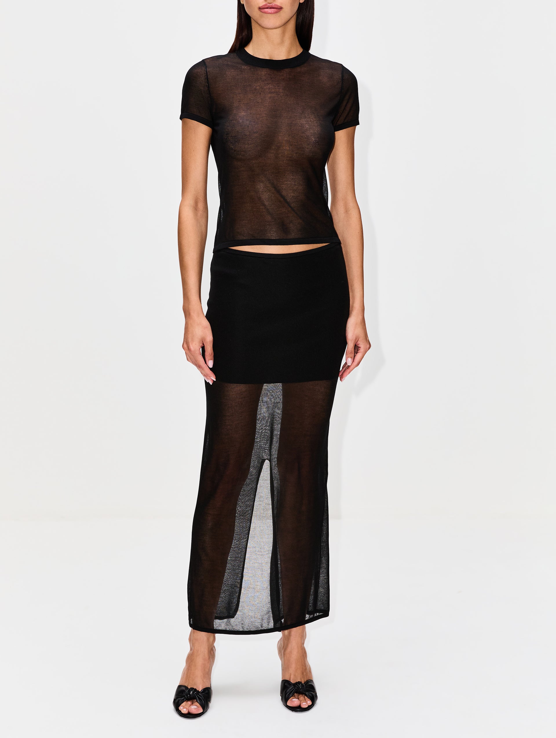 yobiotop Sheer tight skirt 黒 size1 Sheer Column Skirt | ST AGNI | elysewalker