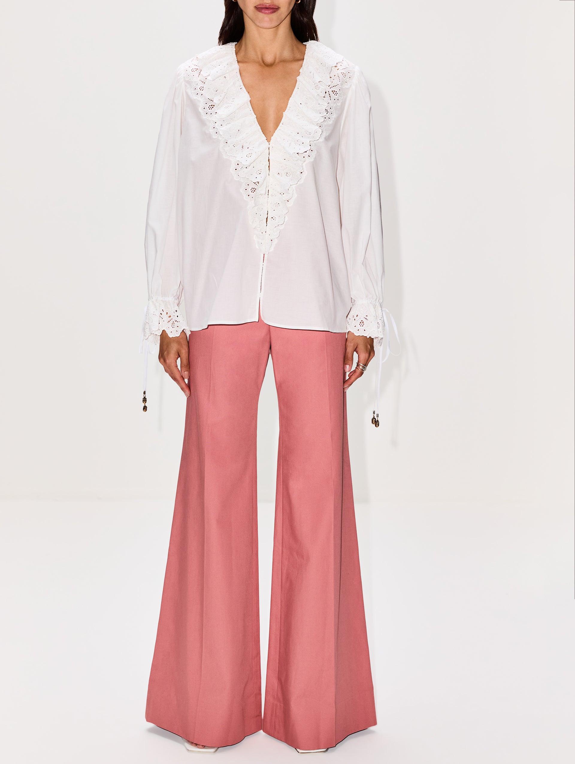 Ruffle V Neck Blouse | CHLOÉ | elysewalker