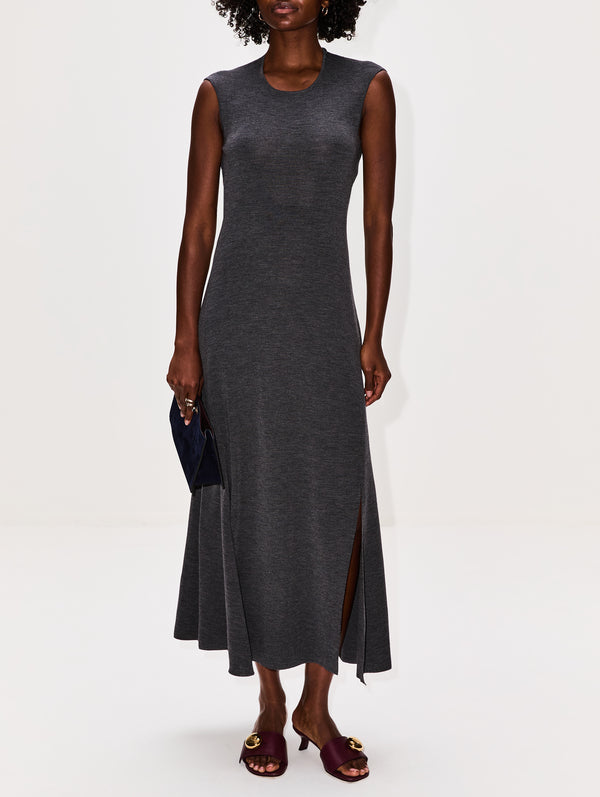 fforme knit dresses Clara Flared Dress Grey Melange / L Category:HOLIDAY DRESSES