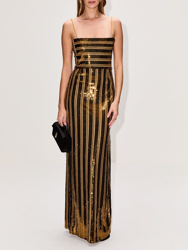 Galvan London | Stargaze Bandeau Dress | Mustard
