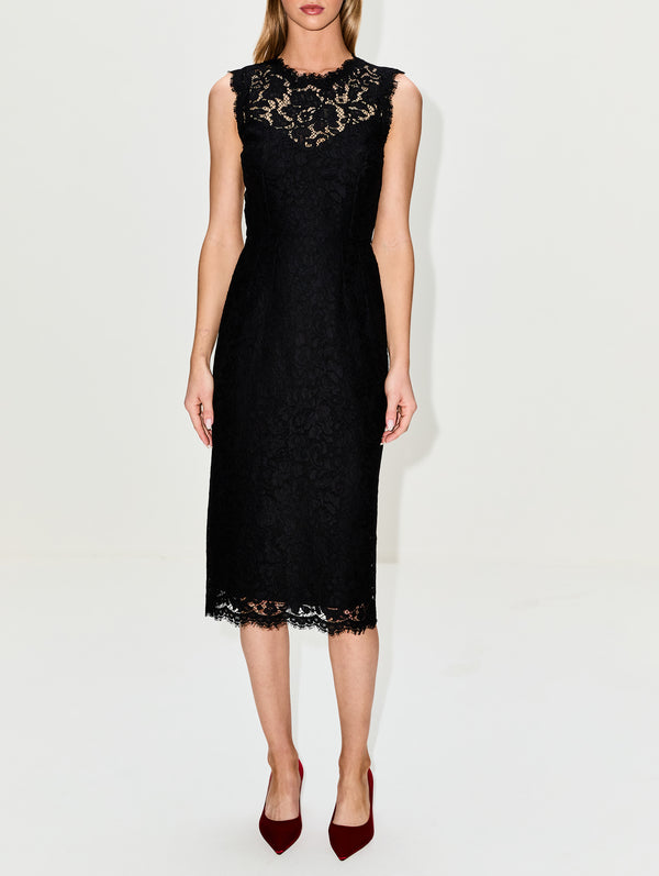 Dolce & Gabbana | Black Lace calf-lenght sheath dress | Women