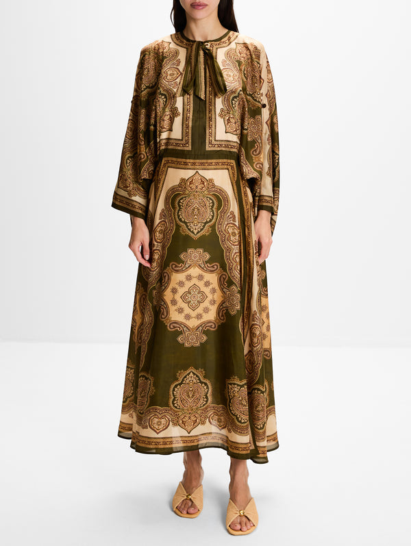 ZIMMERMANN Mahon Tunic Midi Dress | Olive Paisley