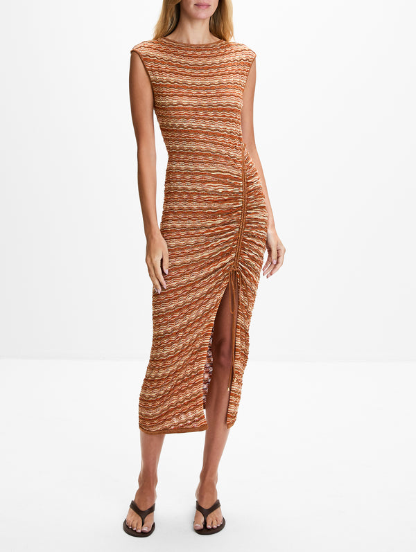 cult gaia dress brown Hilary Size:Quart Linen Maxi Dress Women 180D from formal meetings to