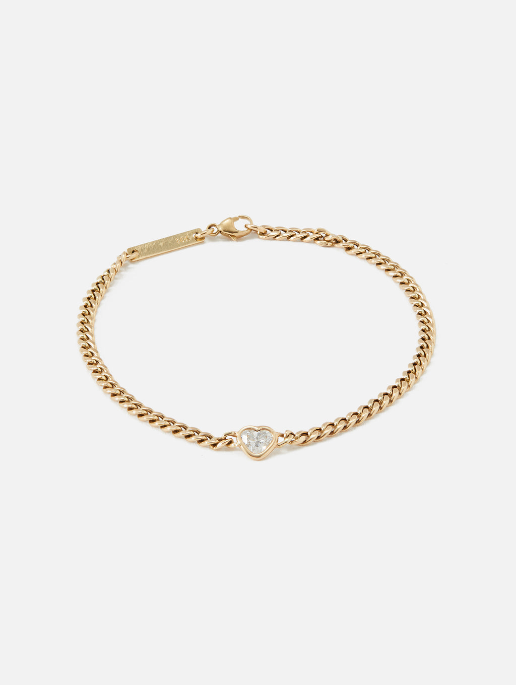 14k Small Curb Chain Bracelet with 5 Floating Diamonds