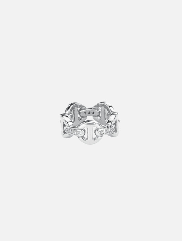 Dame Classic Tri Link Ring With Diamond Bridges | HOORSENBUHS 