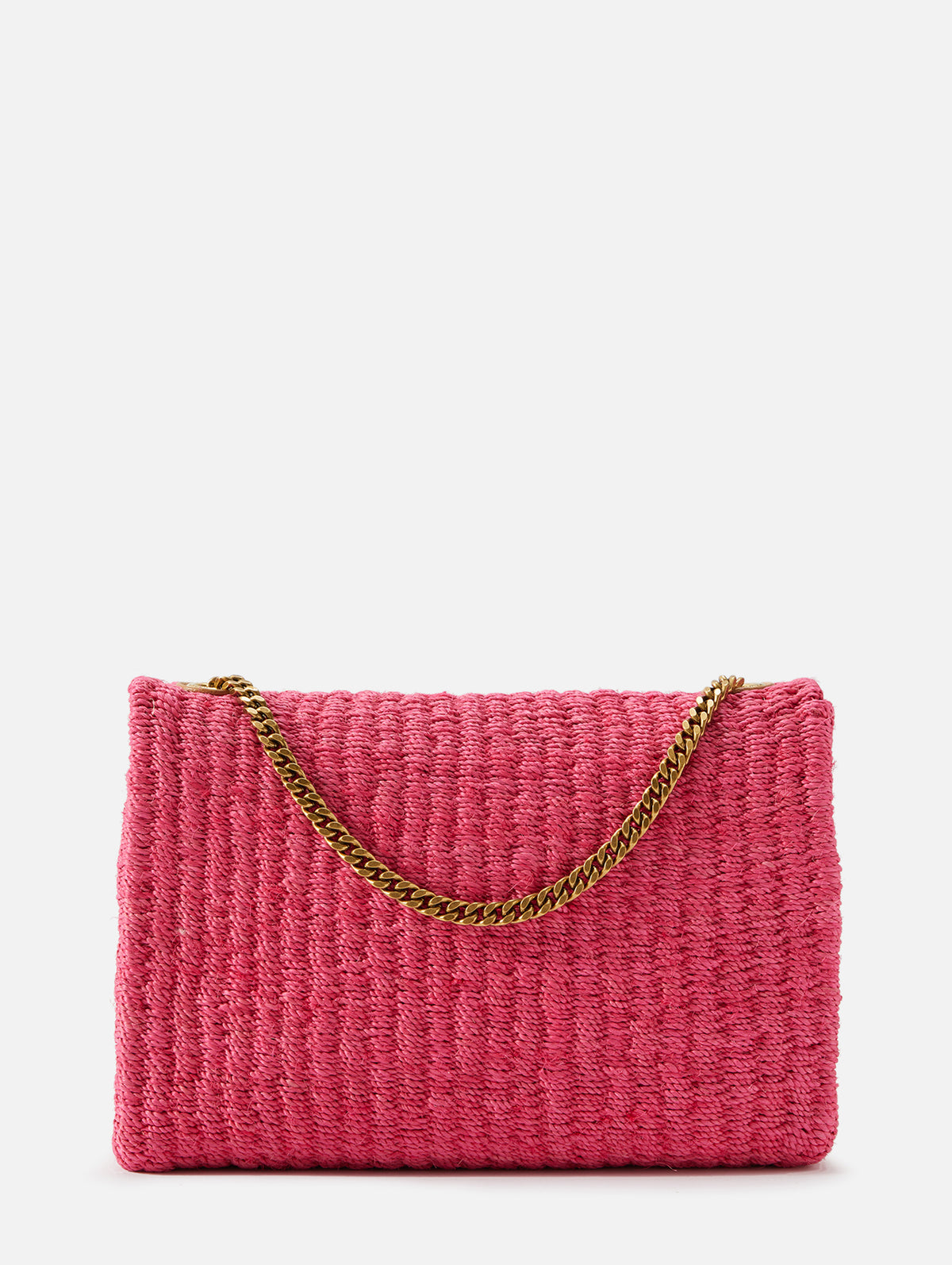 Saint Laurent Medium Niki Raffia Chain Bag in Bright Pink