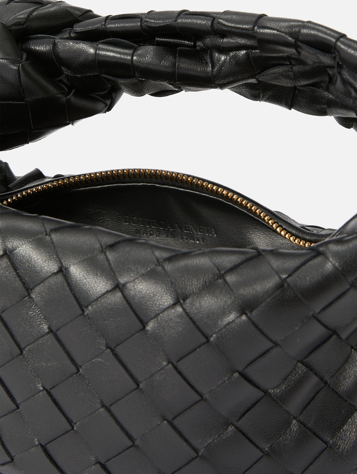 Bottega Veneta Mini Jodie Hobo Bag Black Intrecciato Leather