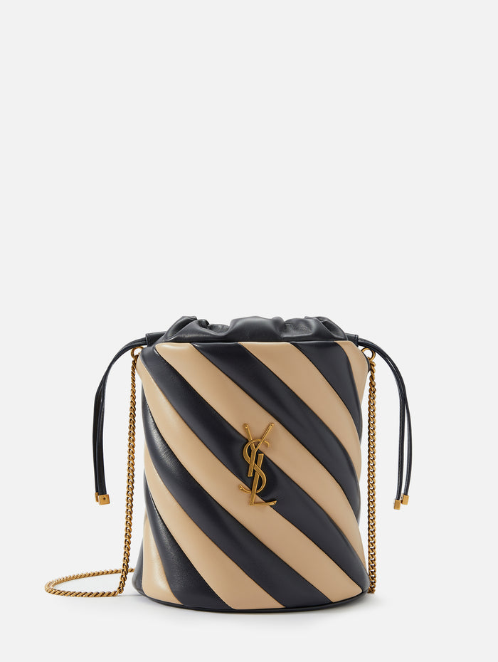 Saint Laurent black suede monogram bucket bag