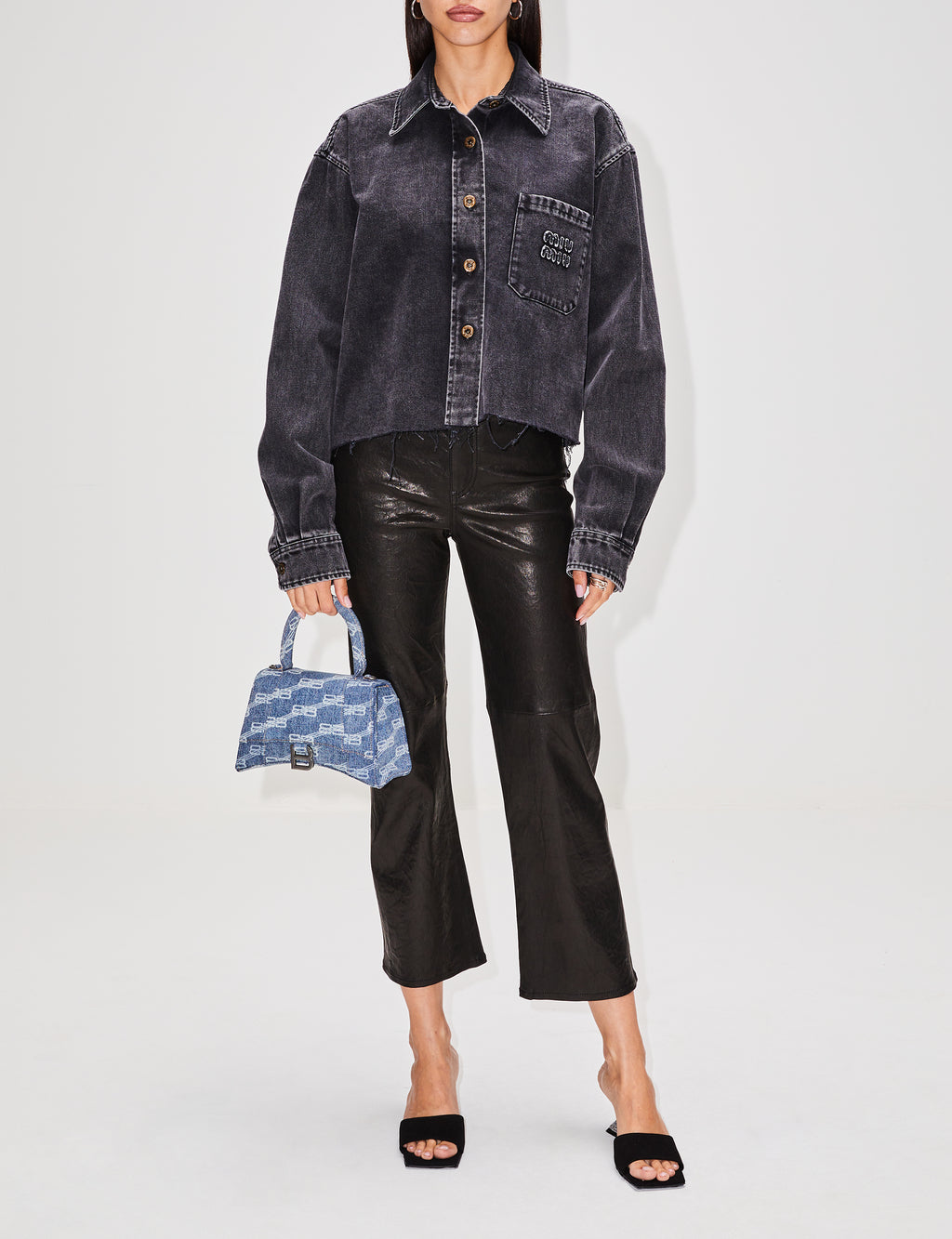 FRAME Le Jane cropped stretch-leather straight-leg pants