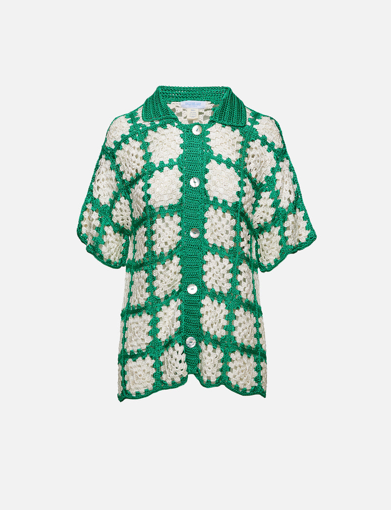 Crochet Short Sleeve Patchwork Shirt