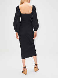 Balloon Sleeve Ruched Dress