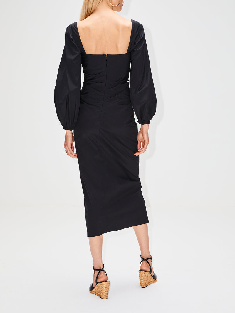Carolina Herrera Long-sleeve V-neck Sheath Dress - Black