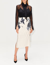 view 2 - Printed Pleated Pencil Skirt