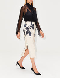 view 3 - Printed Pleated Pencil Skirt