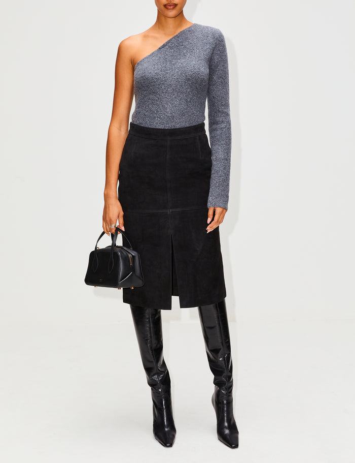 Paneled Suede Skirt