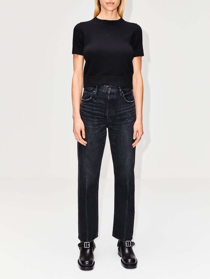 Dixie Short Sleeve Sweater,ELYSEWALKER LABEL,BLACK,Image 1
