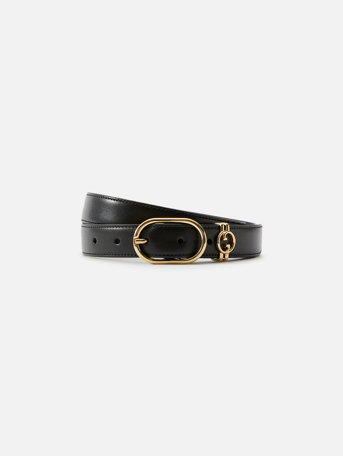Women's Luxury Leather Black Ring Belt Magee 1866