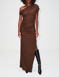 view 2 - One Shoulder Ruched Maxi Dress