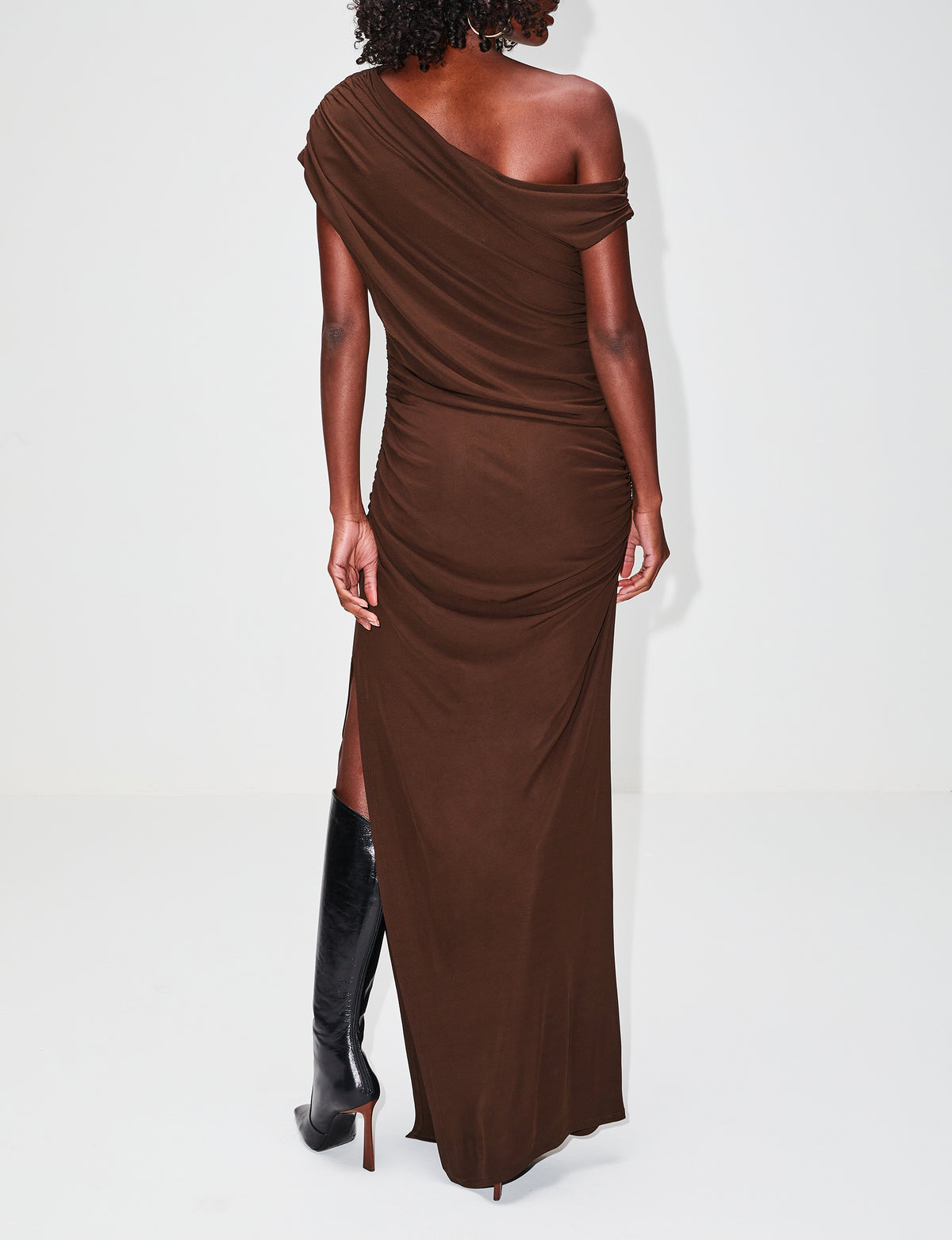 view 4 - One Shoulder Ruched Maxi Dress