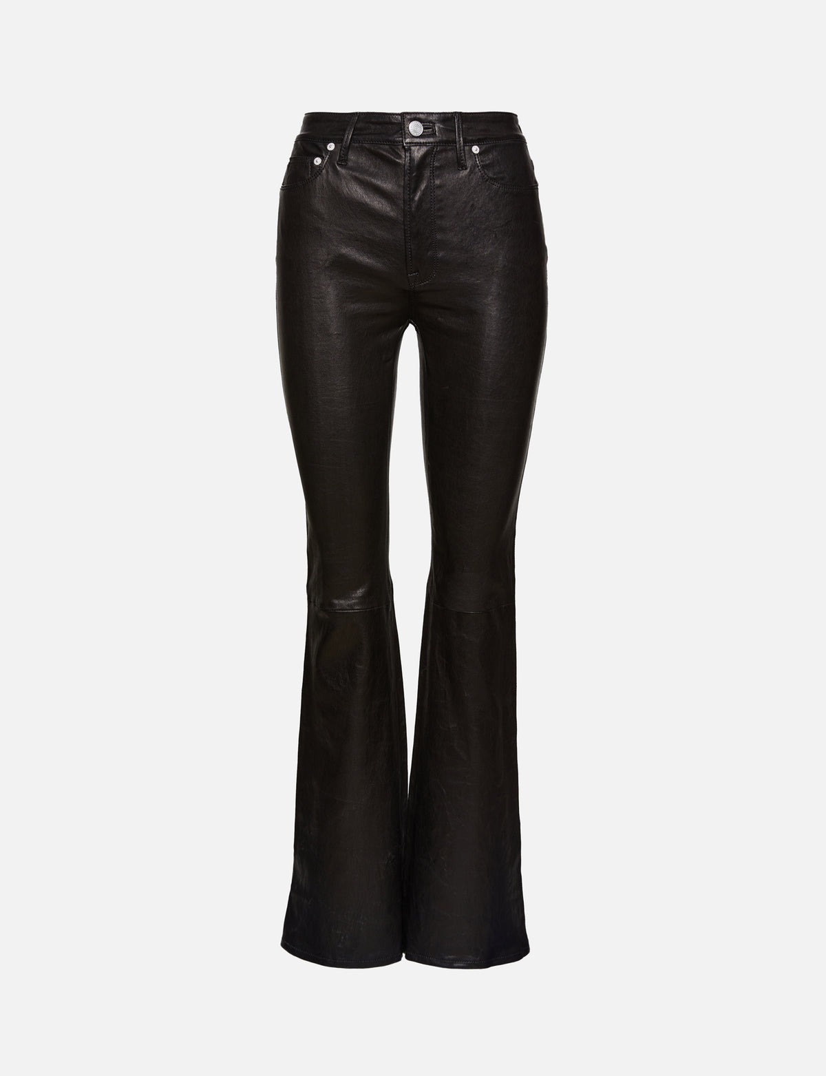 view 1 - Slim Stacked Leather Pant