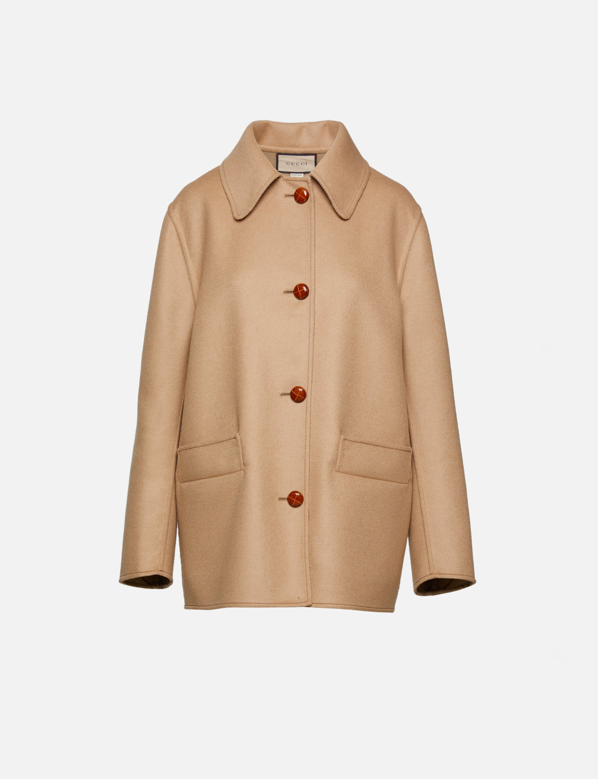 Gucci Jumbo GG Canvas Wool Car Coat Camel