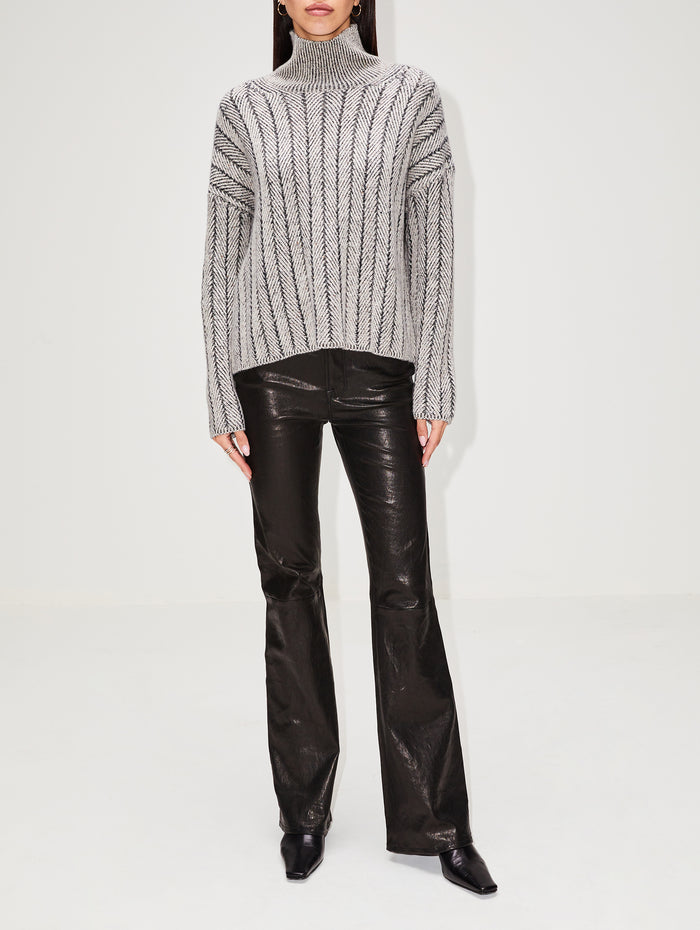 Slim Stacked Leather Pant