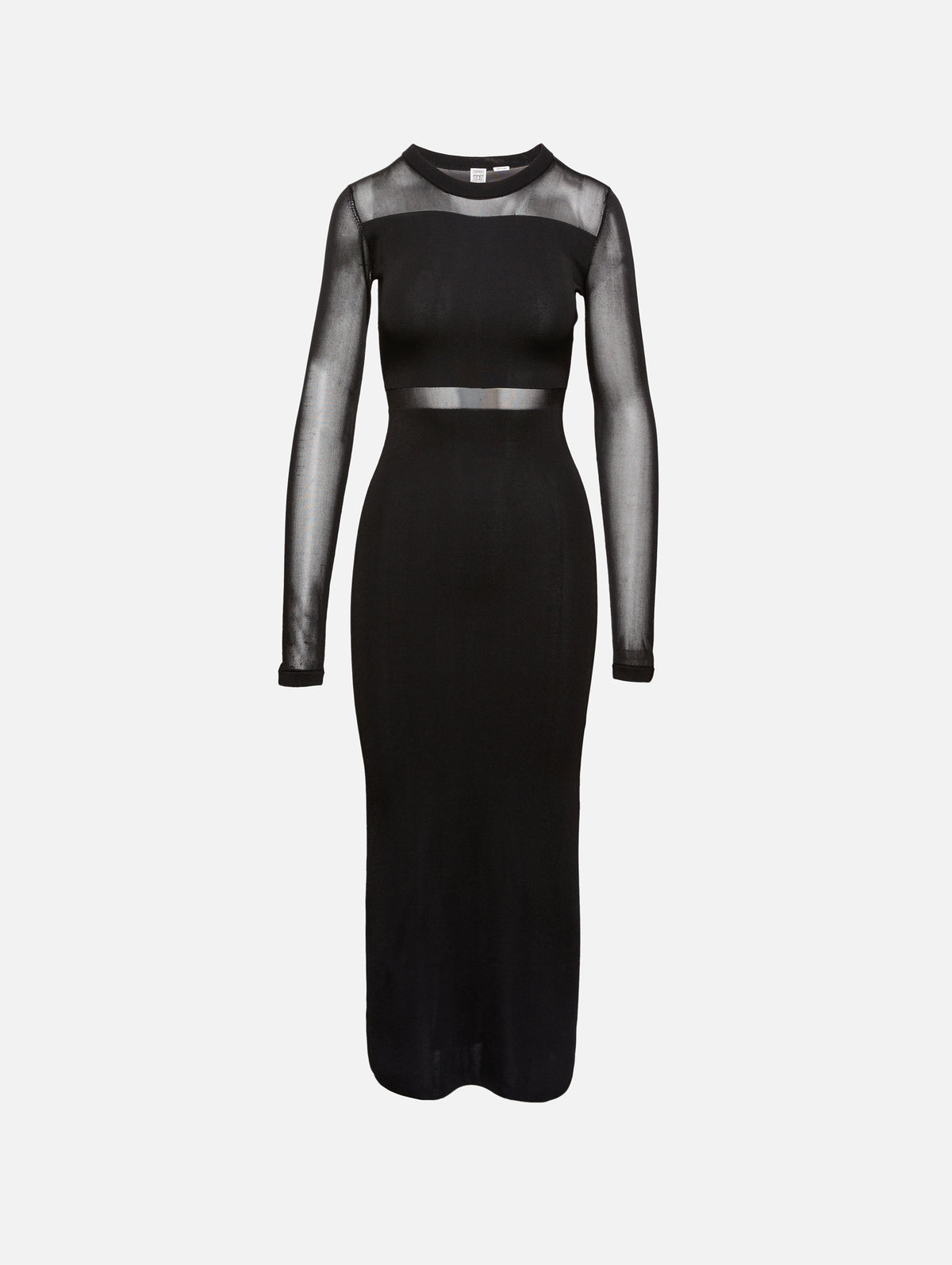Black Sheer Lace Bandeau Long Sleeve Maxi Dress