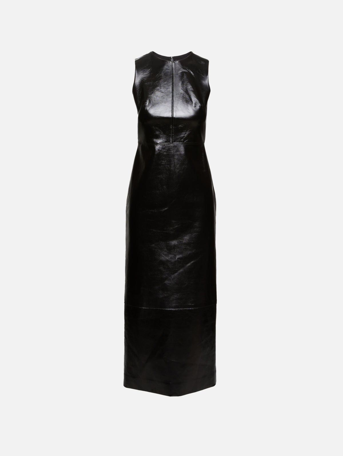 view 1 - High Neck Leather Column Dress