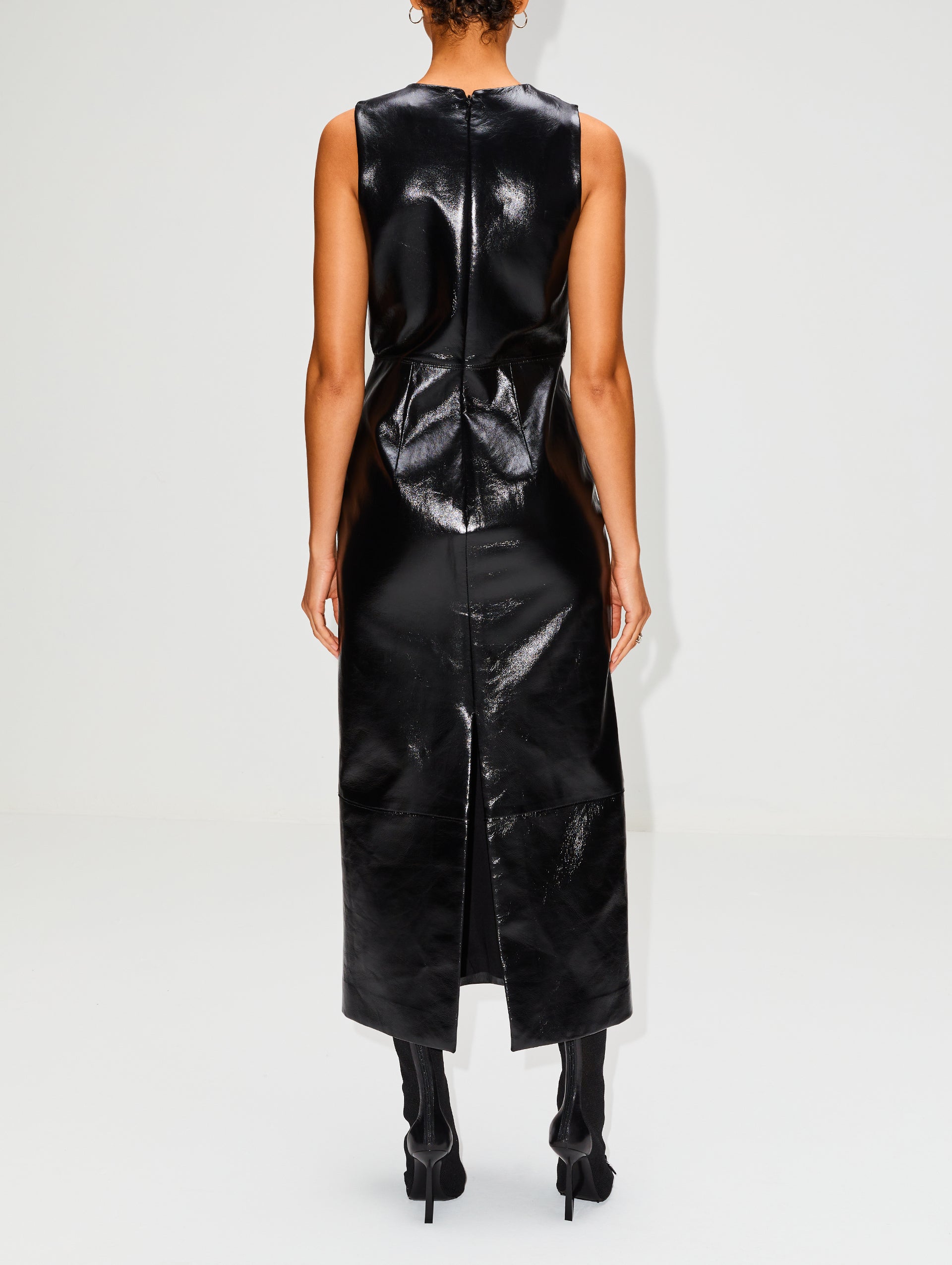 High Neck Leather Dress