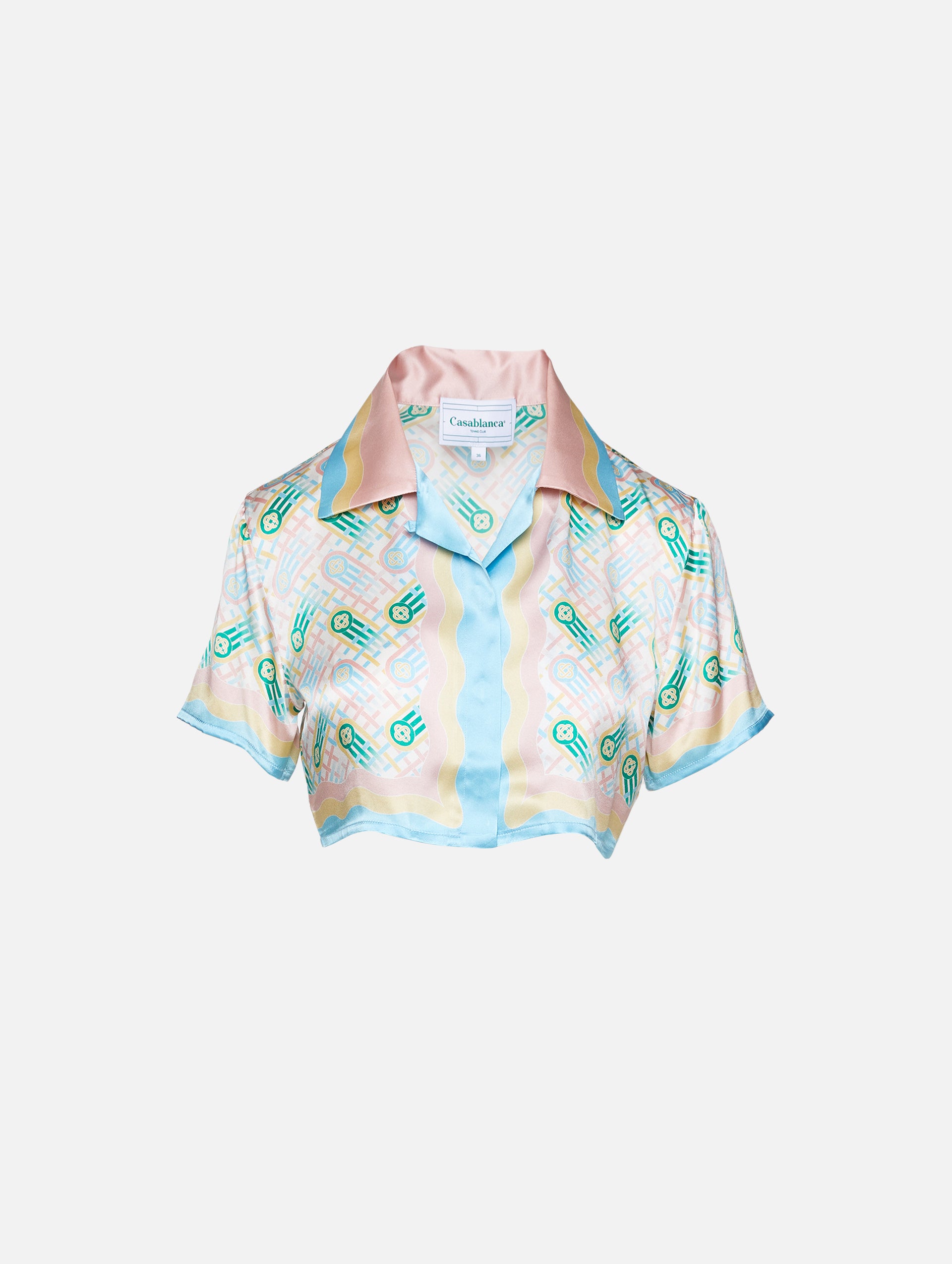 Cuban Collar Cropped Silk Shirt | CASABLANCA | elysewalker