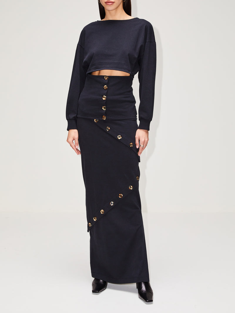 Fitted Jersey Maxi Skirt