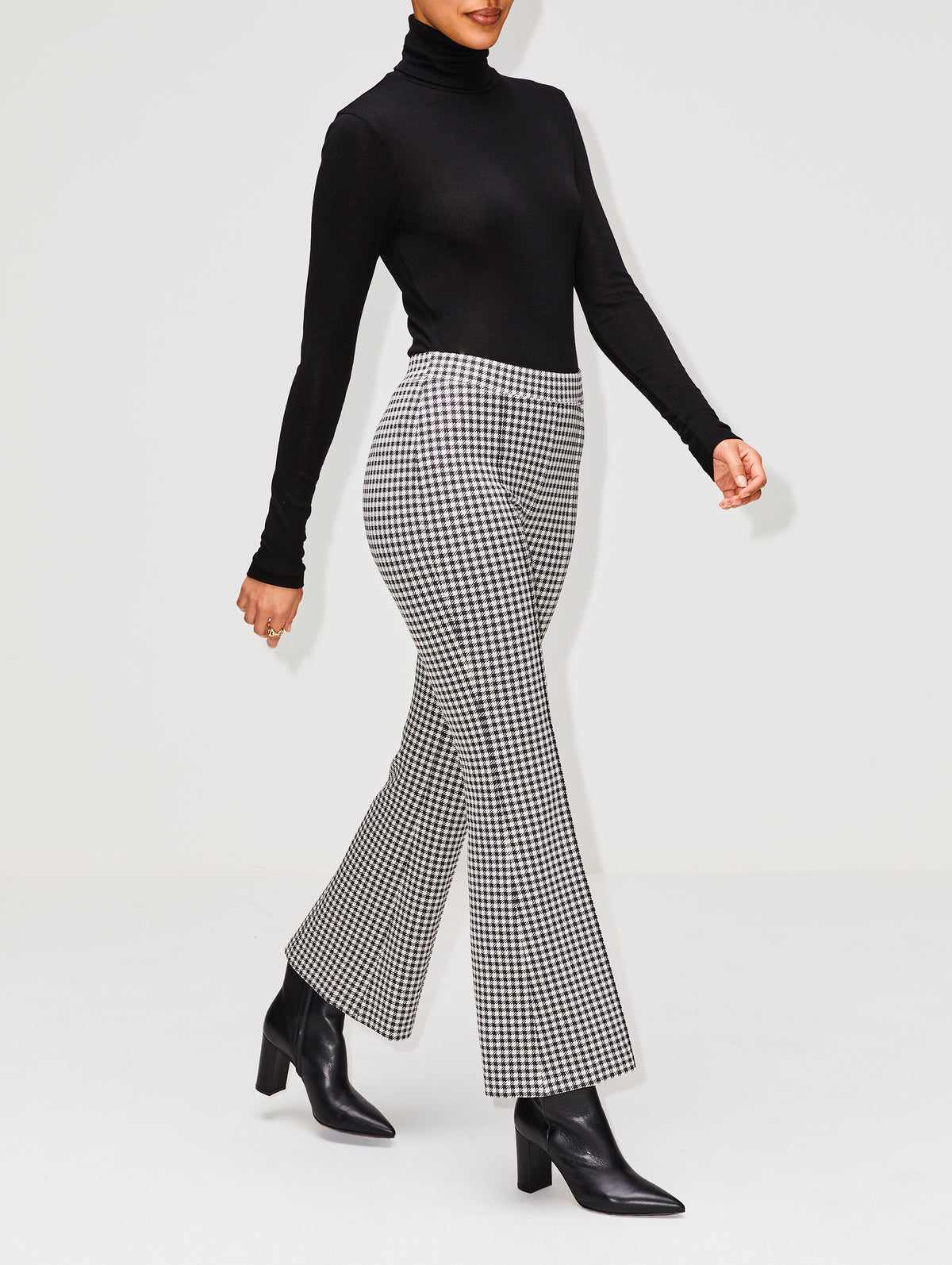 view 3 - Cropped Gingham Flare Pant