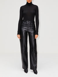 view 6 - High Waist Loose Leather Pant
