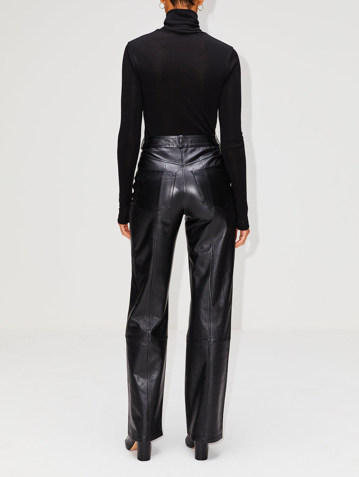 view 8 - High Waist Loose Leather Pant