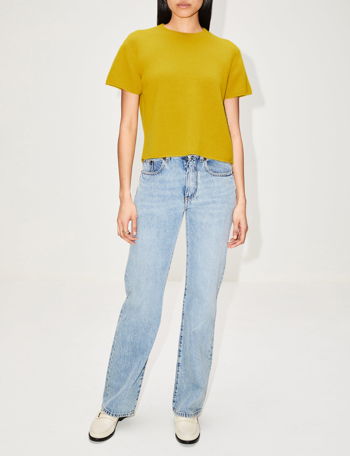 Cashmere Short Sleeve Top,THE ELDER STATESMAN,SUNSHINE,Image 8