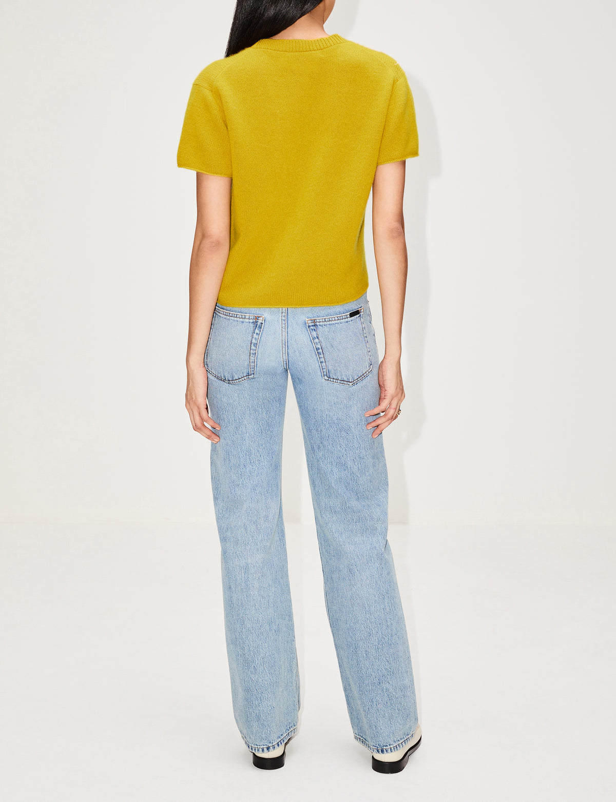 Cashmere Short Sleeve Top,THE ELDER STATESMAN,SUNSHINE,Image 9