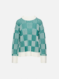 view 1 - Plaited Checkerboard Crew Sweater