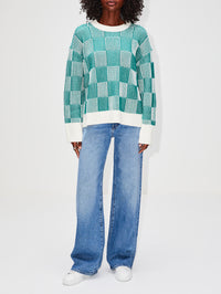 view 2 - Plaited Checkerboard Crew Sweater