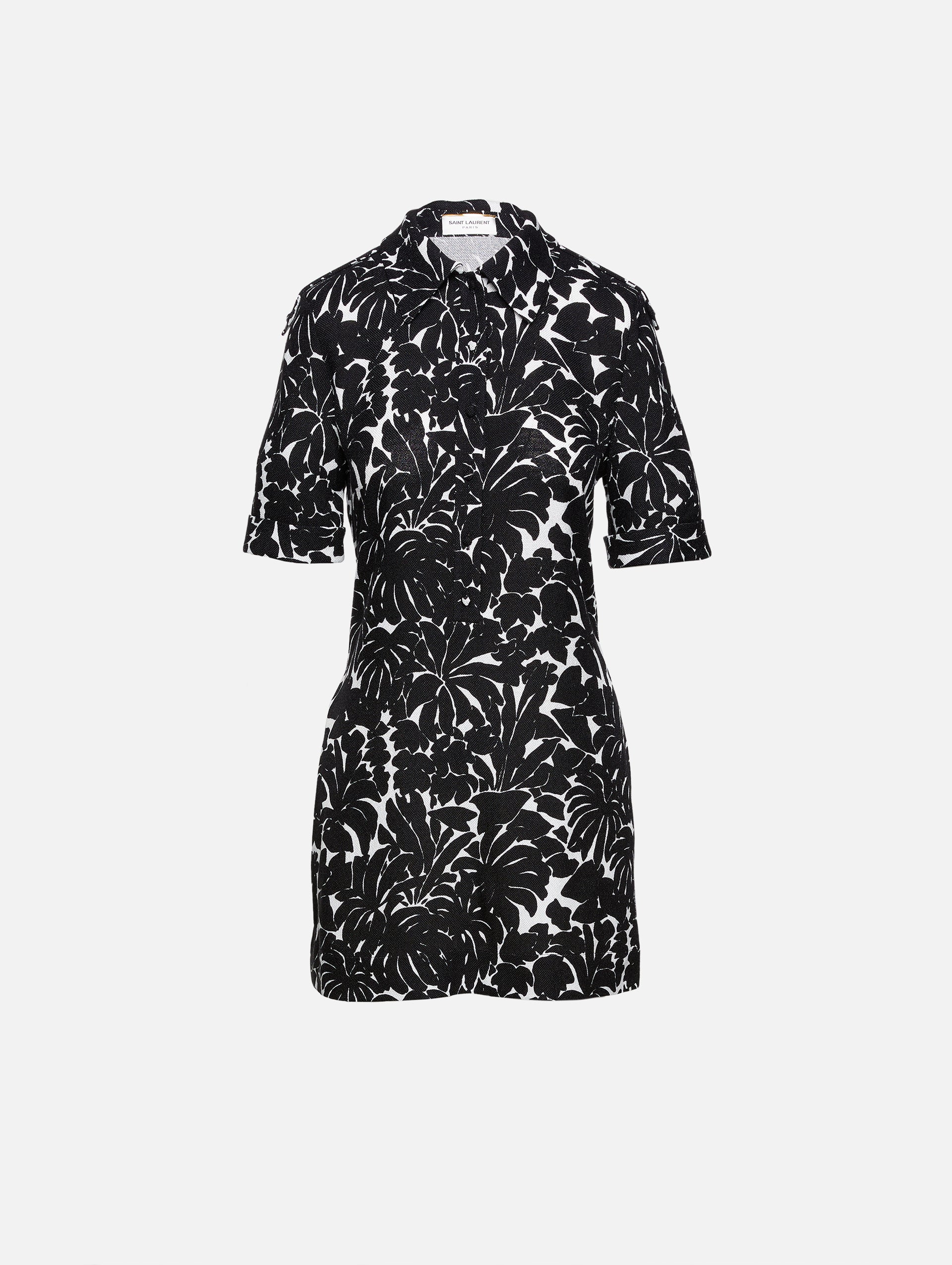 Palm Print Mini Dress | SAINT LAURENT | elysewalker