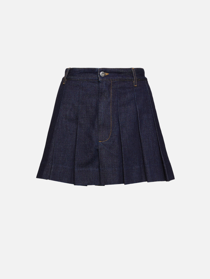 Soft Denim Pleated Skirt