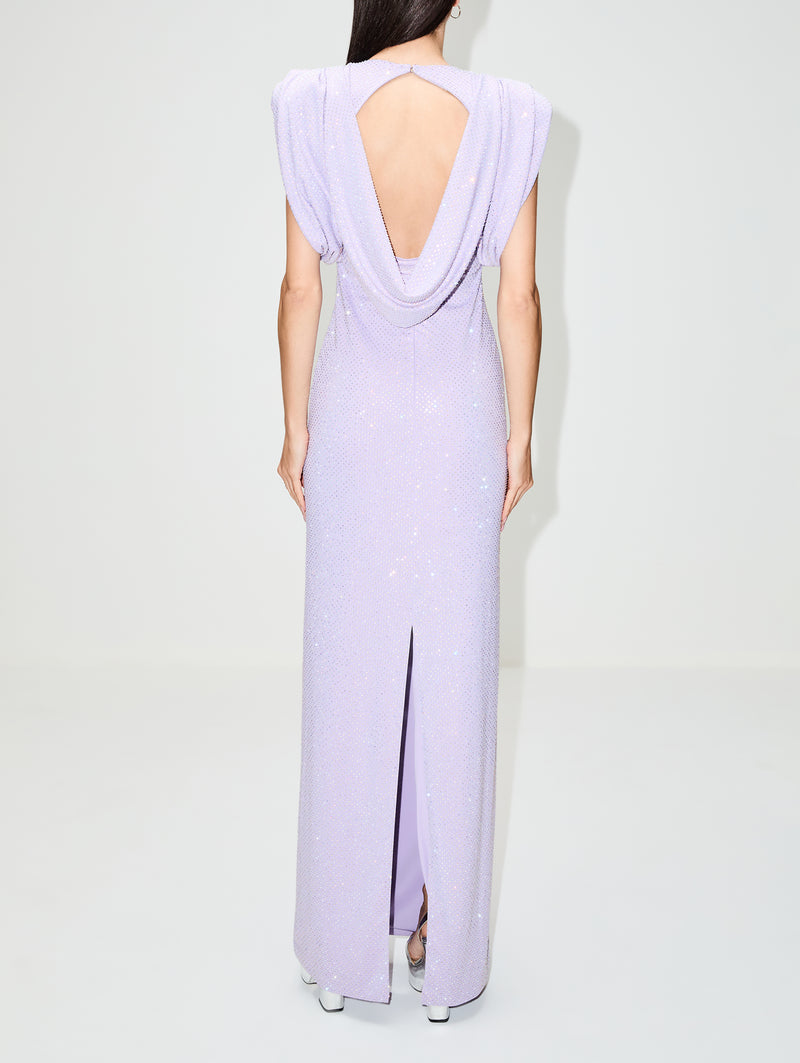 Kylie Crystal Cowl Back Gown