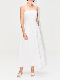 Broderie Strapless Dress,MATTEAU,FLORAL BRODERIE WHITE,Image 2