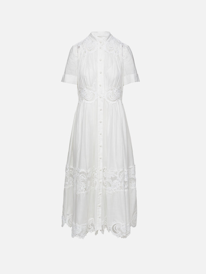 Pop Lace Trimmed Midi Dress