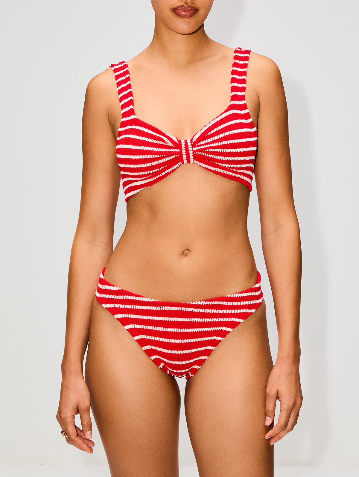 Bonnie Bikini,HUNZA G,RED/WHITE STRIPE,Image 3