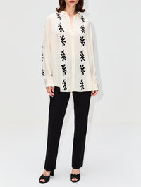 Long Sleeve Silk Shirt,MATTEAU,IVORY FIG LEAF,Image 2