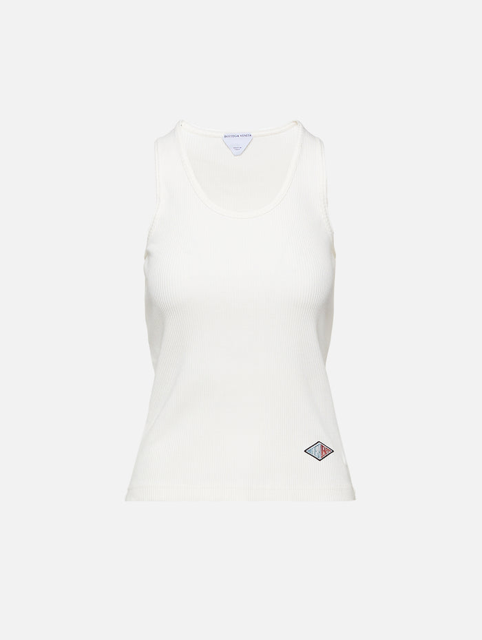 Cotton Rib Tank Top,BOTTEGA VENETA,CHALK,Image 1