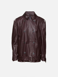 view 1 - Oversized Leather Biker Jacket