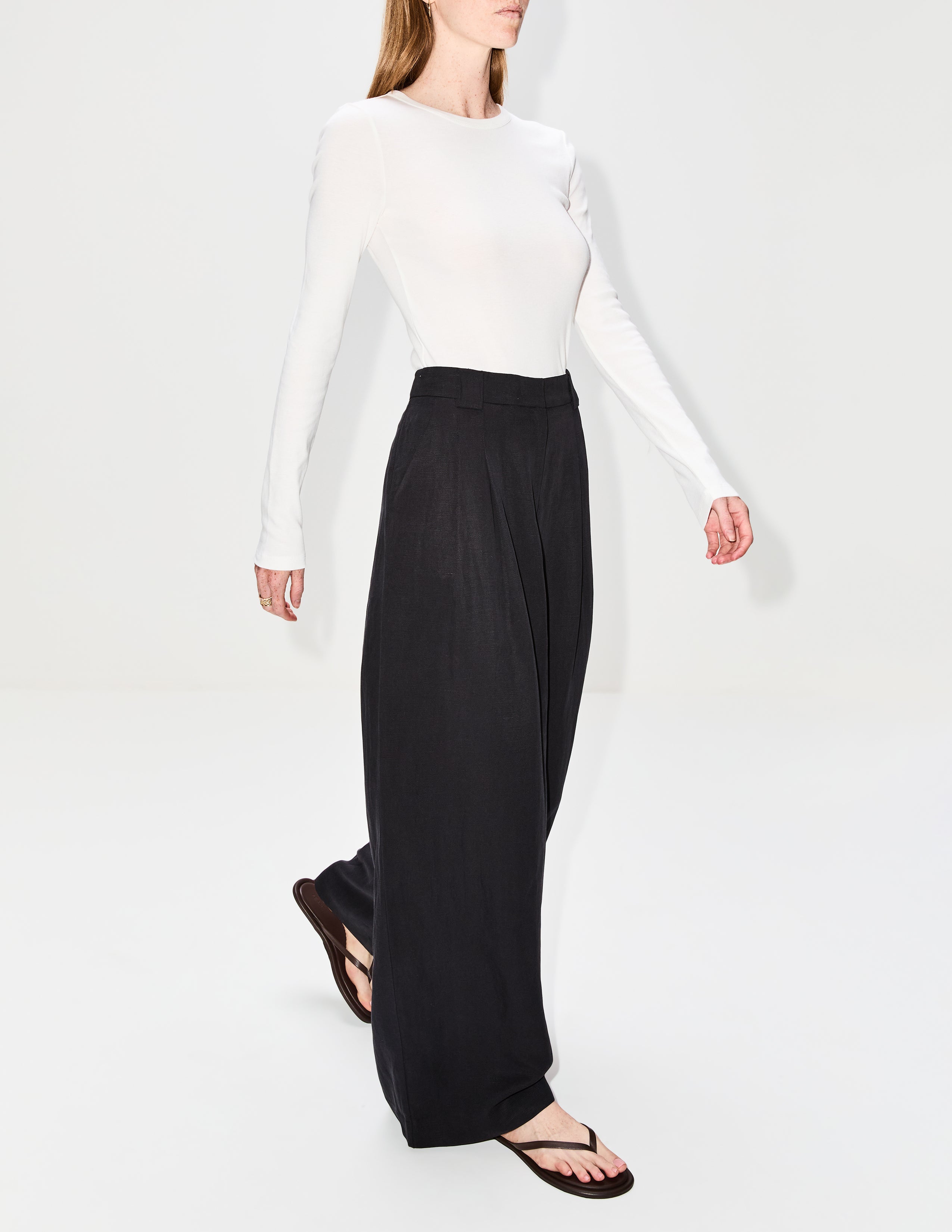 Wide Leg Pleat Pant | ST AGNI | elysewalker