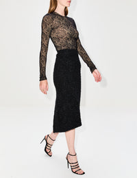 Tweed Midi Skirt,BALENCIAGA,BLACK,Image 3