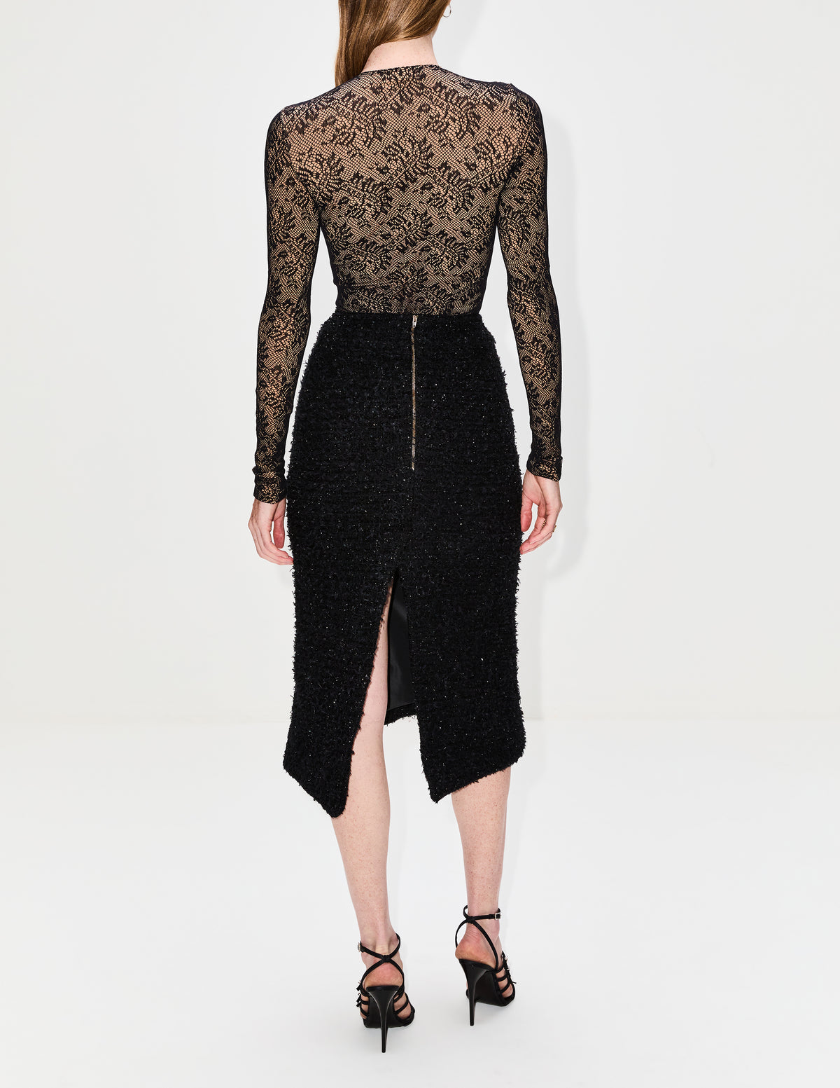 Tweed Midi Skirt,BALENCIAGA,BLACK,Image 4